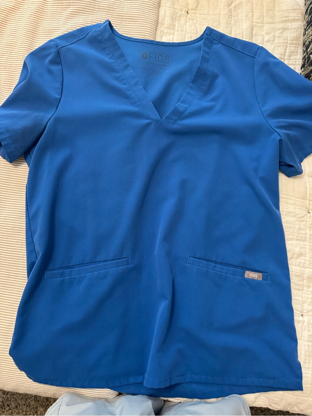 Figs Women's V-Neck Scrub Top in Royal Blue